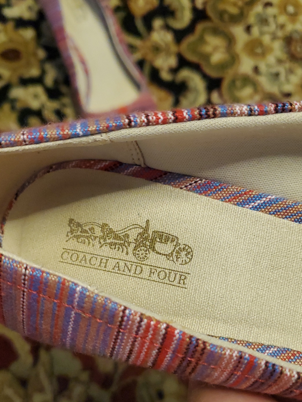Coach And Four Pink Purple Stripe Espadrille Wedge . Size 9. - Picture 5 of 10